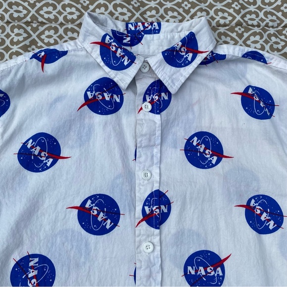 Chemistry NASA Shirt Mens All Over Print White Short Sleeve Button Up Size Small - Picture 3 of 6